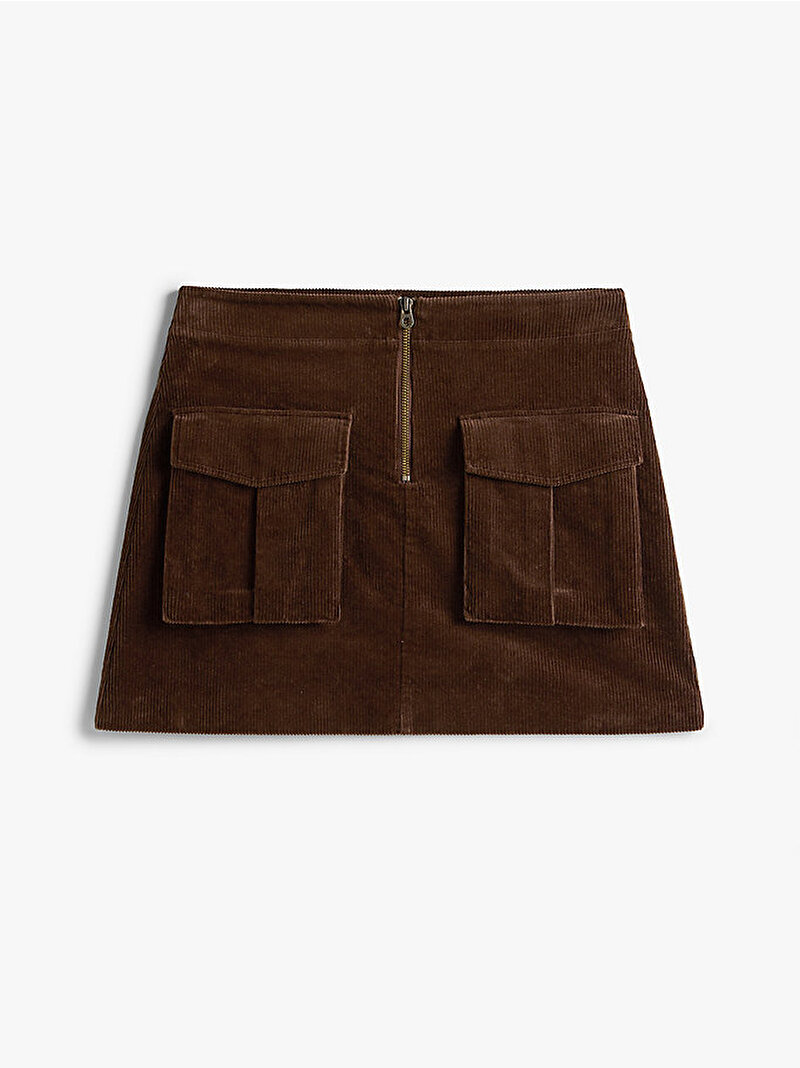 Kadın Corduroy Mini Etek Kahverengi WW0WW46649GV0