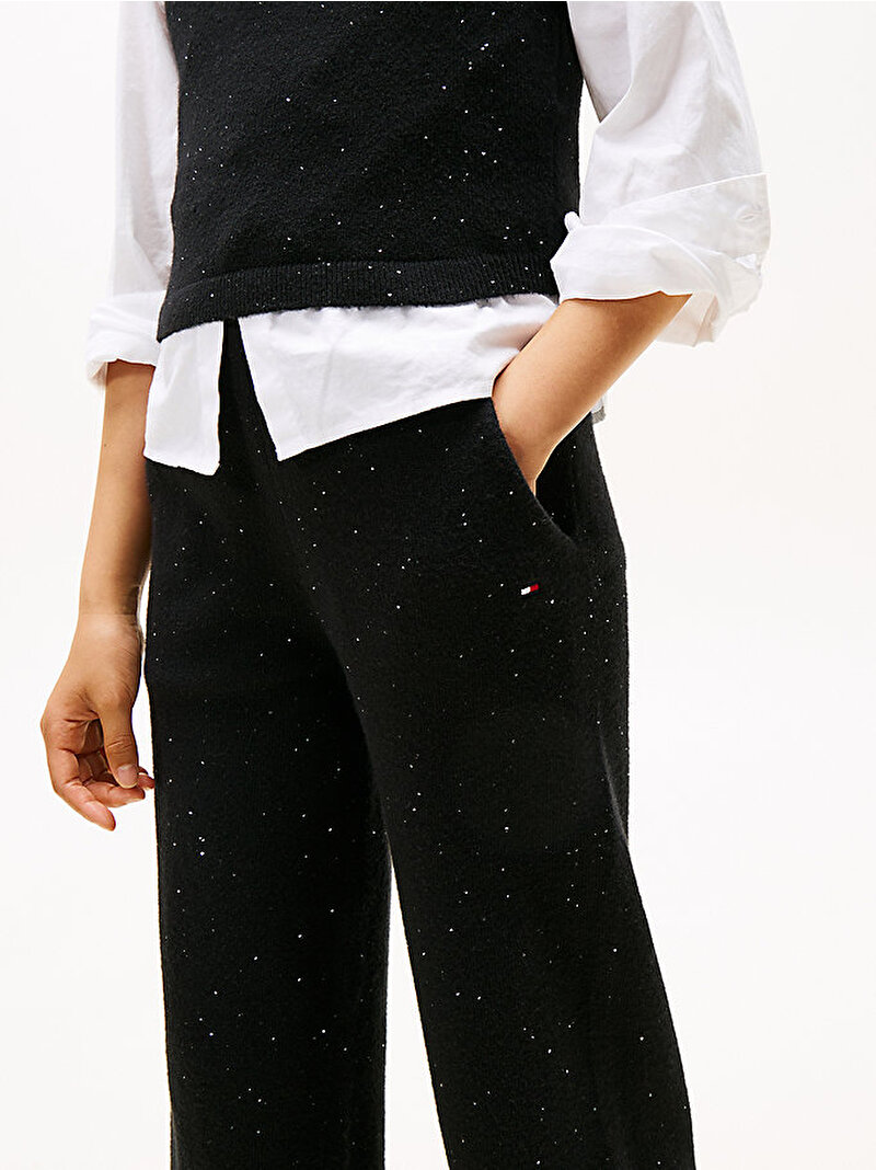 Kız Çocuk Wide Leg Sequins Pantolon Siyah KG0KG08911BDS