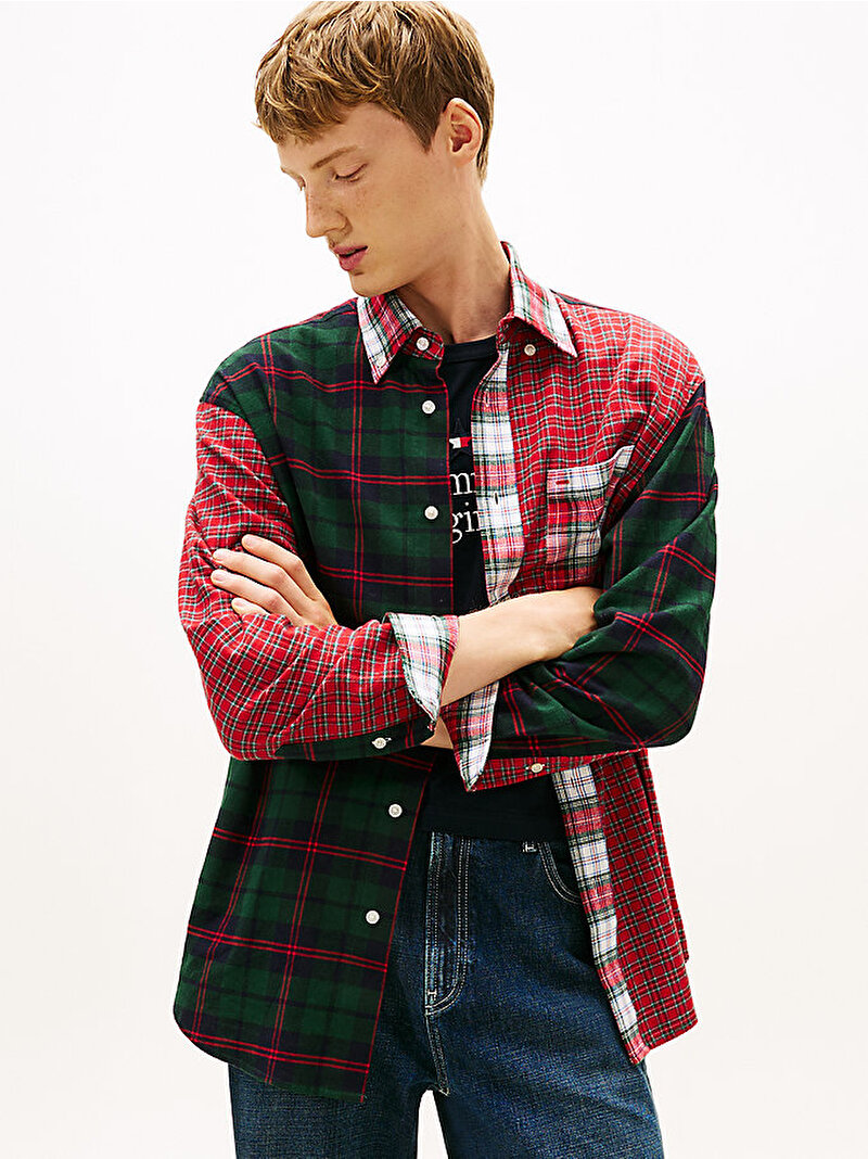 Unisex Tommy Girl Tartan Patchwork Gömlek Çok renkli DN0DN00090XLI