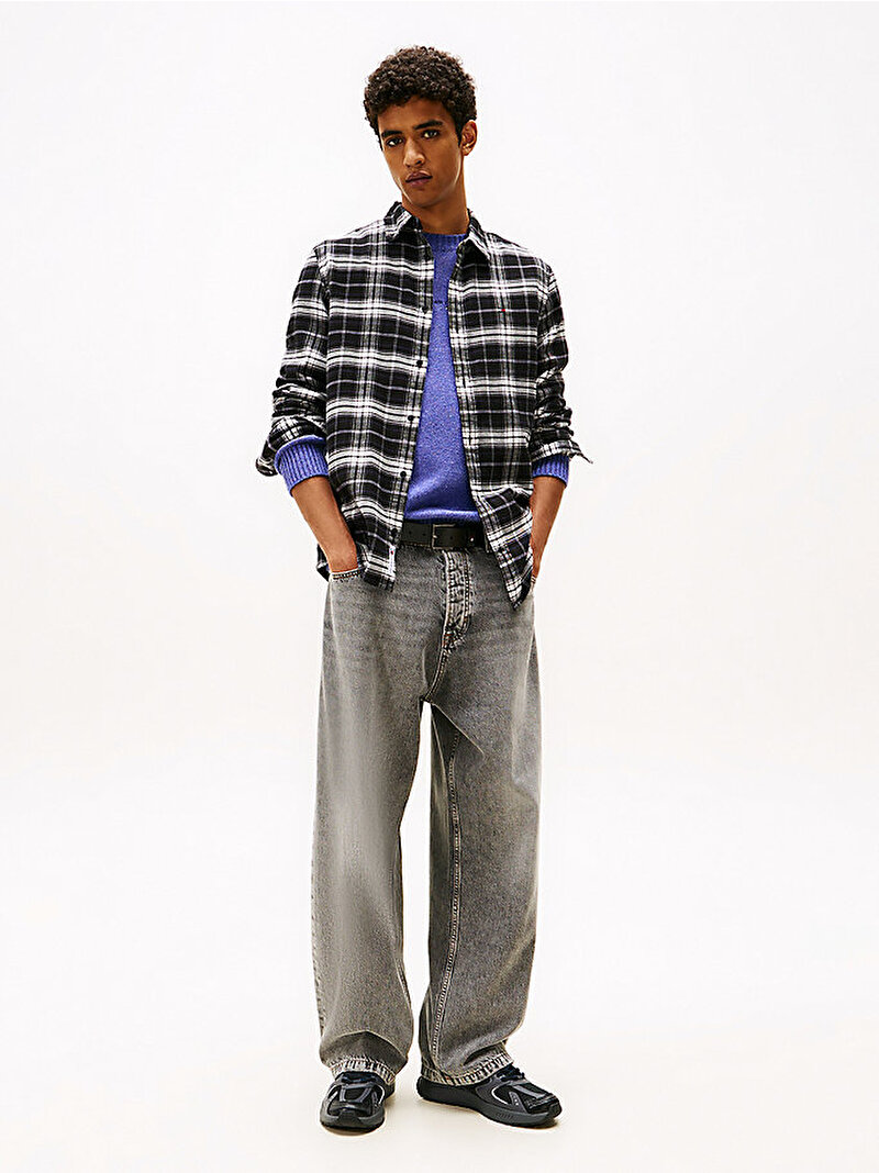 Erkek TJM Regular flannel Check Gömlek Siyah DM0DM22024BDS