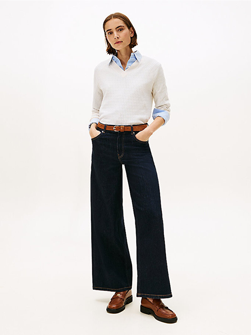 Kadın Wool Cash Cable Kazak Beyaz  WW0WW4641702V