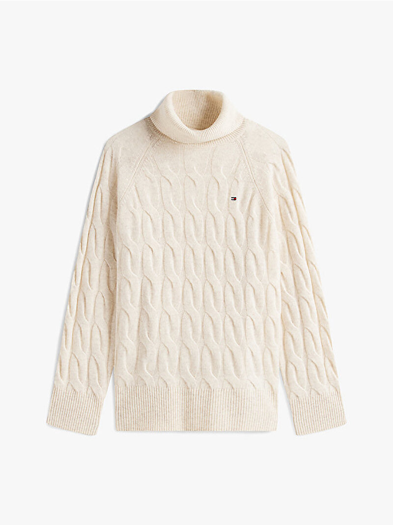 Kadın Soft Wool Cable Kazak Beyaz  WW0WW46791ADK