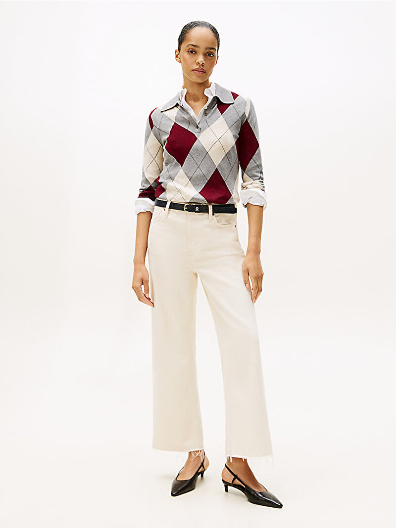 Kadın Argyle Polo Yaka Kazak Çok renkli WW0WW483930K1