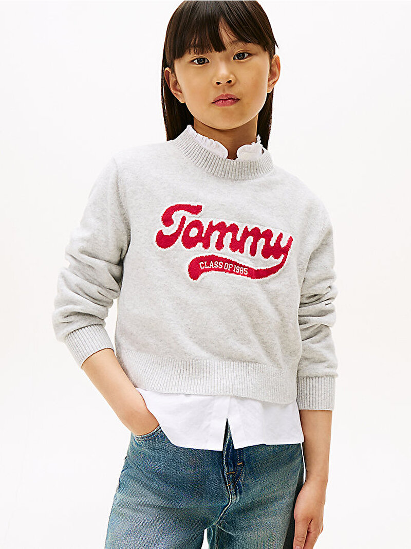 Kız Çocuk TOMMY LOGO SWEATER, P09 Gri KG0KG08842P09