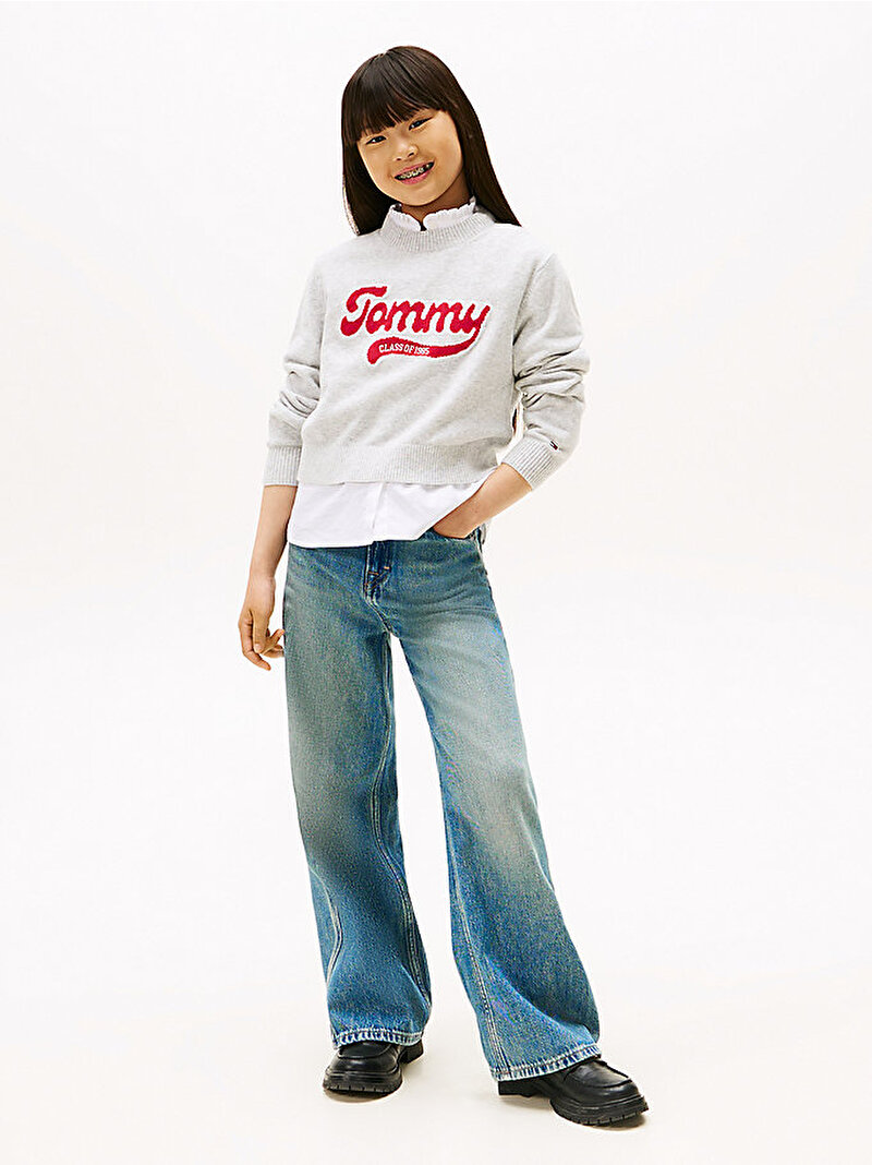 Kız Çocuk TOMMY LOGO SWEATER, P09 Gri KG0KG08842P09