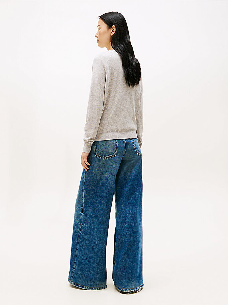 Kadın Wool Cash C-Neck Kazak Gri WW0WW47470P61