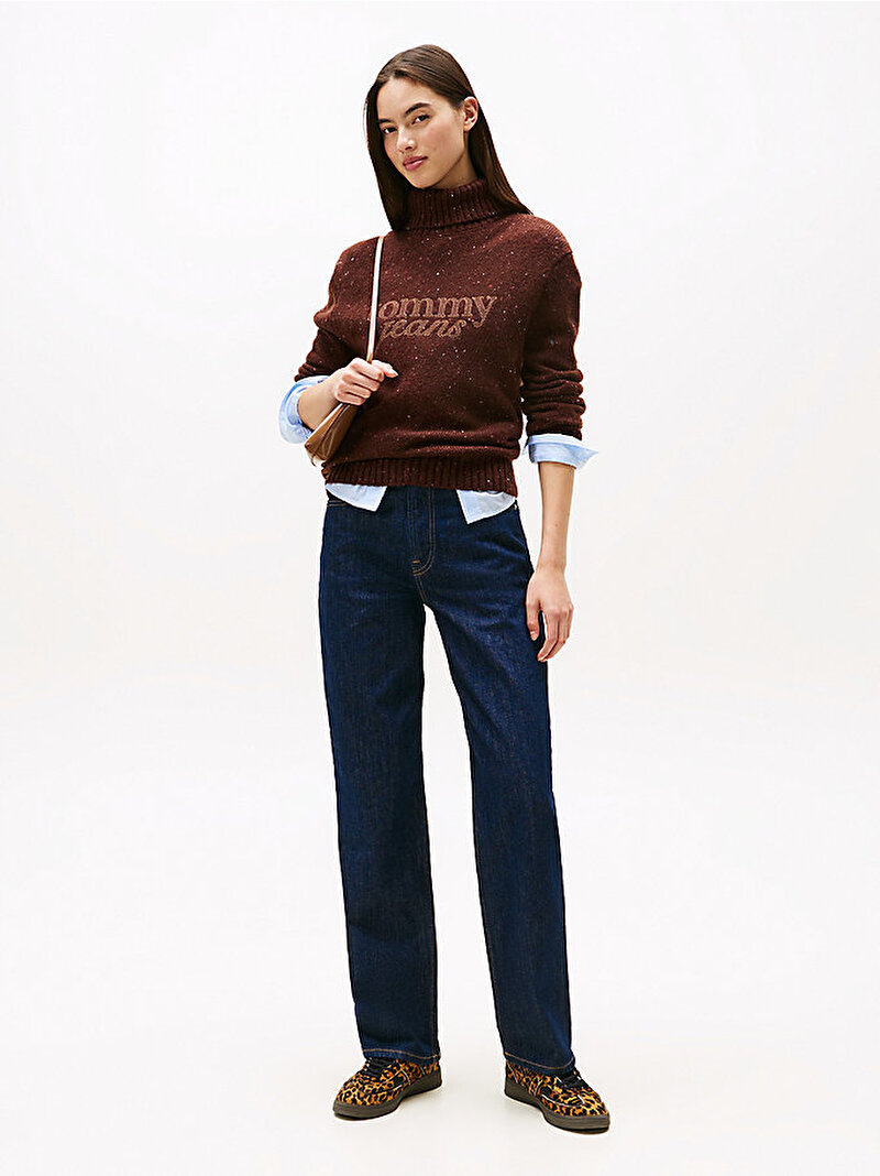 Kadın TJW Nep Turtleneck Kazak Kahverengi DW0DW21687GS7