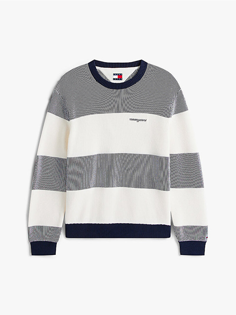 Erkek TJM Regular Texture Stripe Kazak Lacivert DM0DM22110C1G