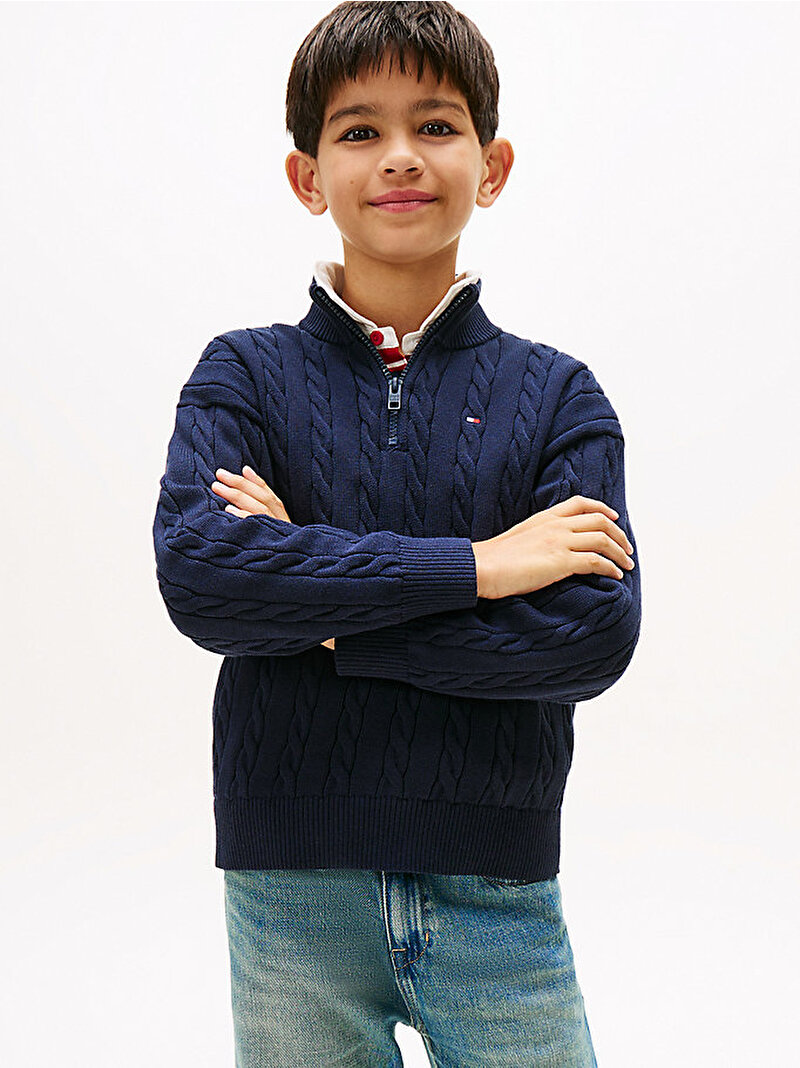 Erkek Çocuk Cotton Cable Kazak Lacivert KB0KB09971C1G
