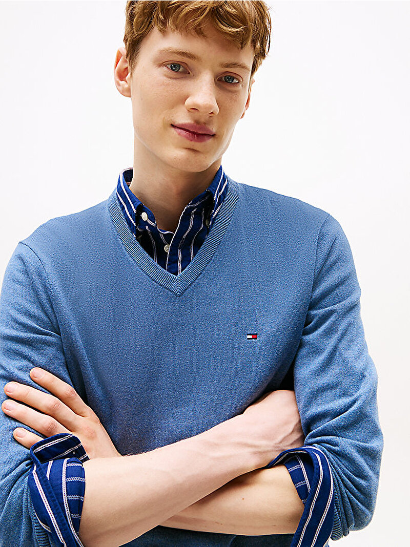 Erkek Essential Cotton Kazak Mavi  MW0MW14745DVC