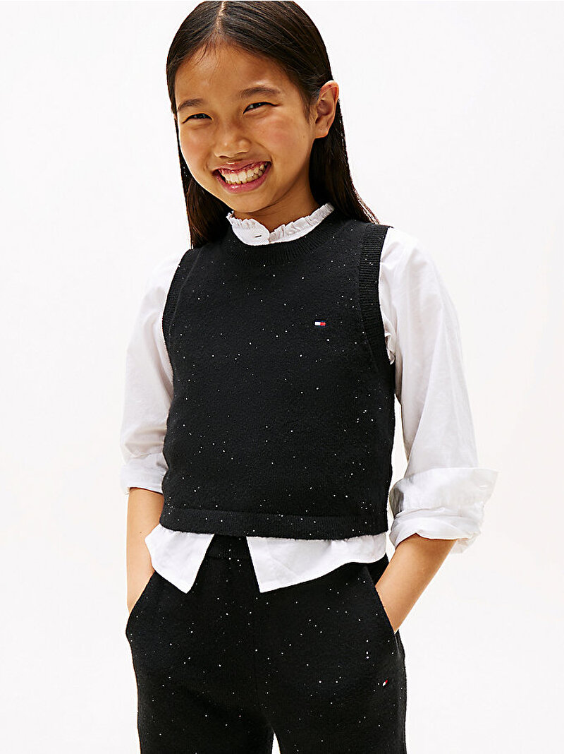 Kız Çocuk Sequins Rib Top Kazak Siyah KG0KG08851BDS