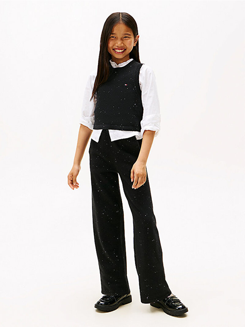 Kız Çocuk Sequins Rib Top Kazak Siyah KG0KG08851BDS