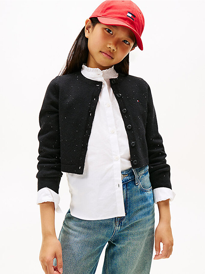 Kız Çocuk Sequins Rib Hırka Siyah KG0KG08852BDS