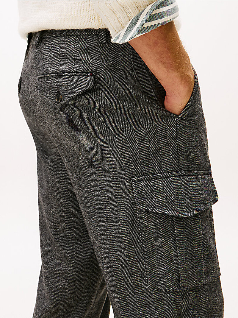 Erkek Herringbone Cargo Pantolon Gri MW0MW40777P91
