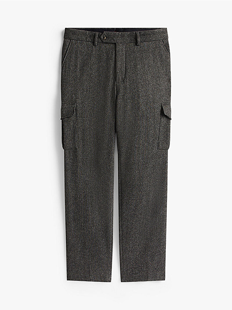 Erkek Herringbone Cargo Pantolon Gri MW0MW40777P91