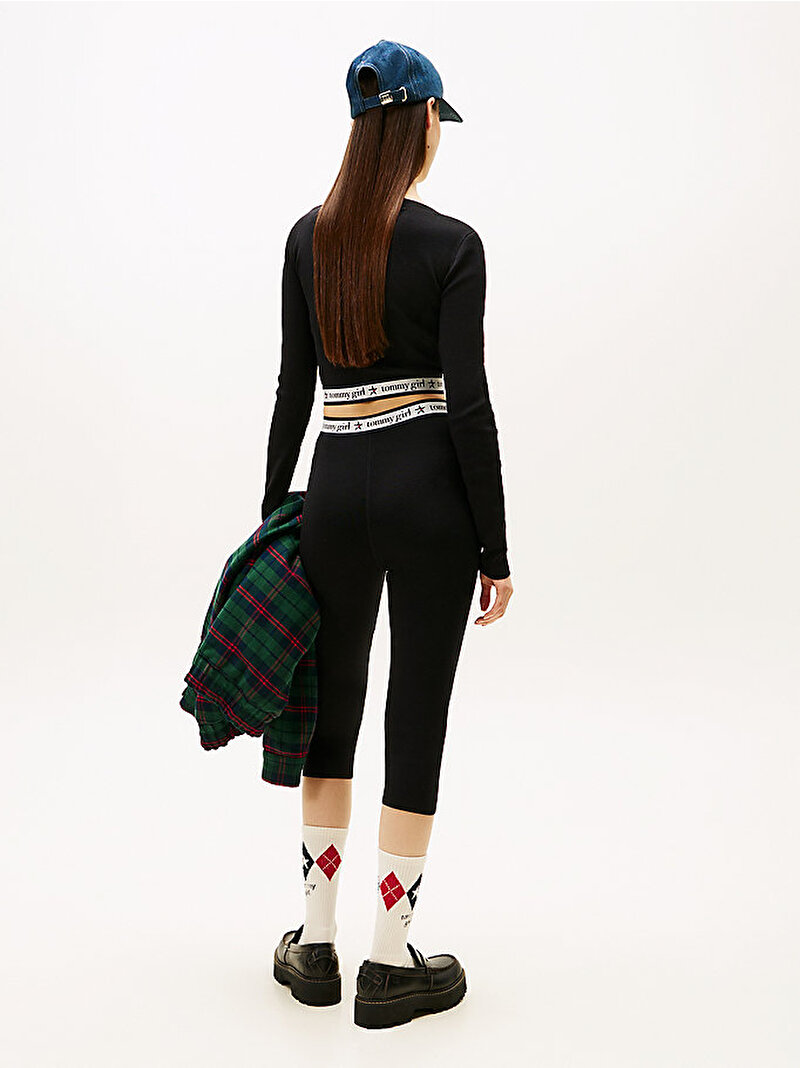 Kadın Tommy Girl Knitted Capri Pantolon Siyah DW0DW22506BDS