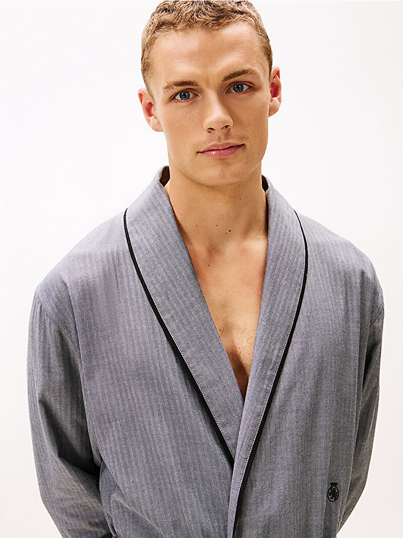 Erkek Woven Herringbone Bornoz Gri UM0UM036030IM