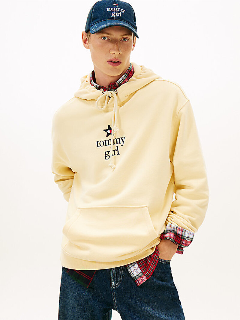 Unisex Tommy Girl Star Graphic Sweatshirt Bej  DN0DN00099ZAZ