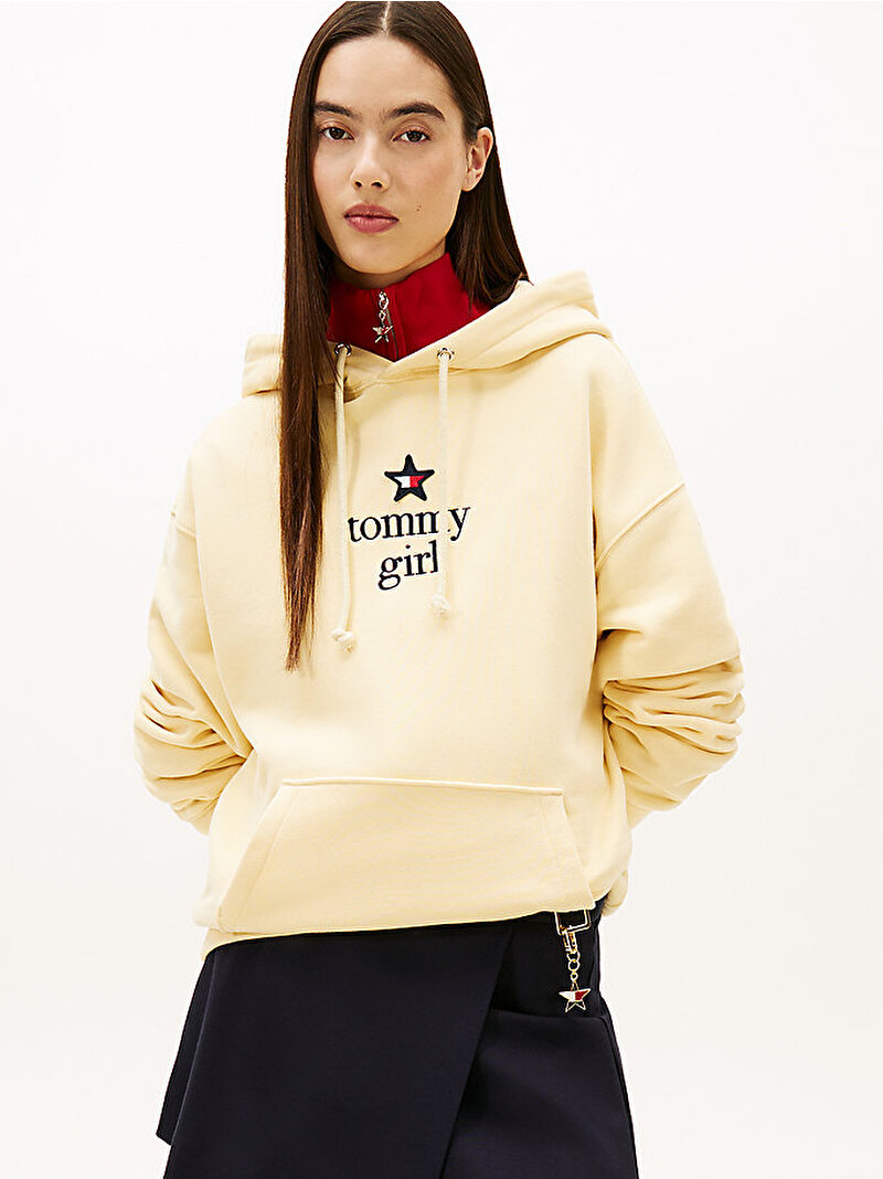 Unisex Tommy Girl Star Graphic Sweatshirt Bej  DN0DN00099ZAZ