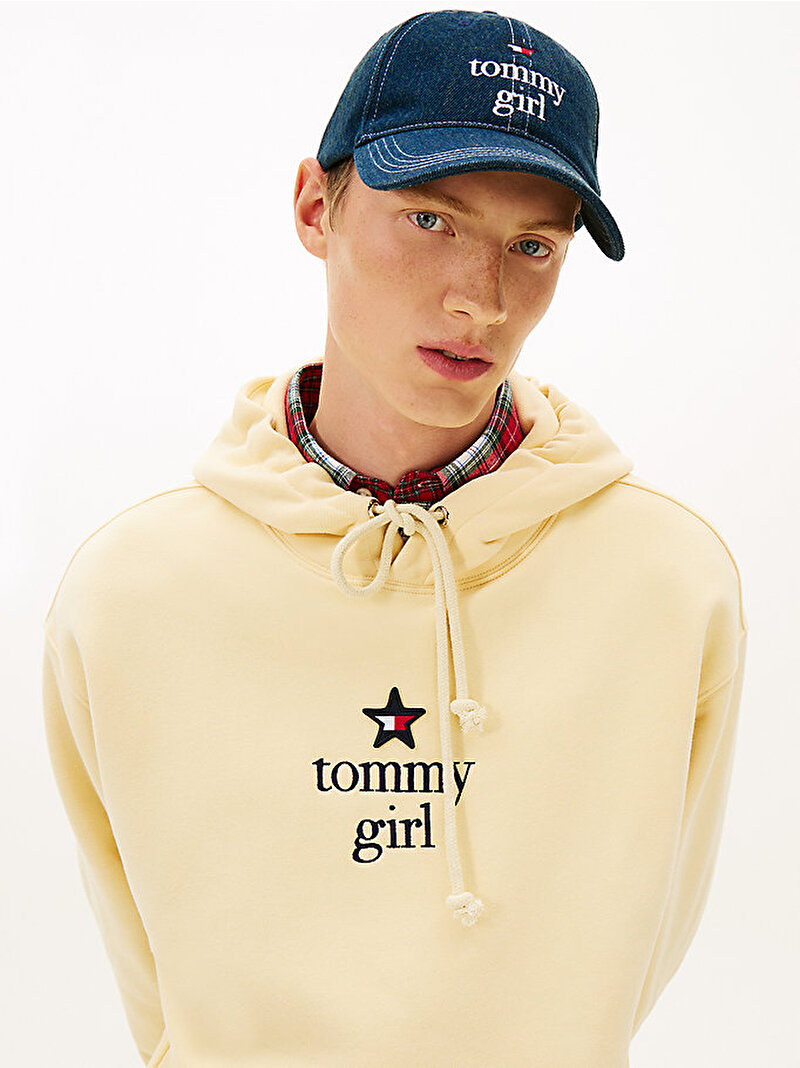 Unisex Tommy Girl Star Graphic Sweatshirt Bej  DN0DN00099ZAZ