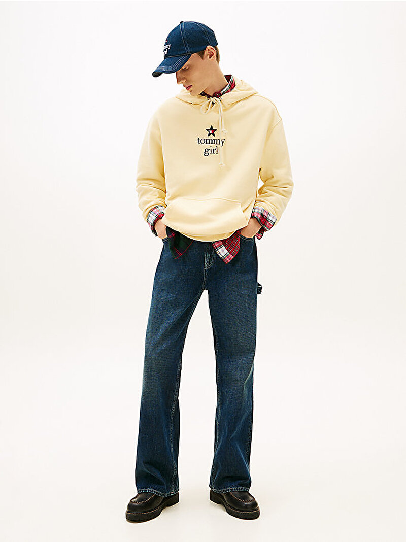 Unisex Tommy Girl Star Graphic Sweatshirt Bej  DN0DN00099ZAZ