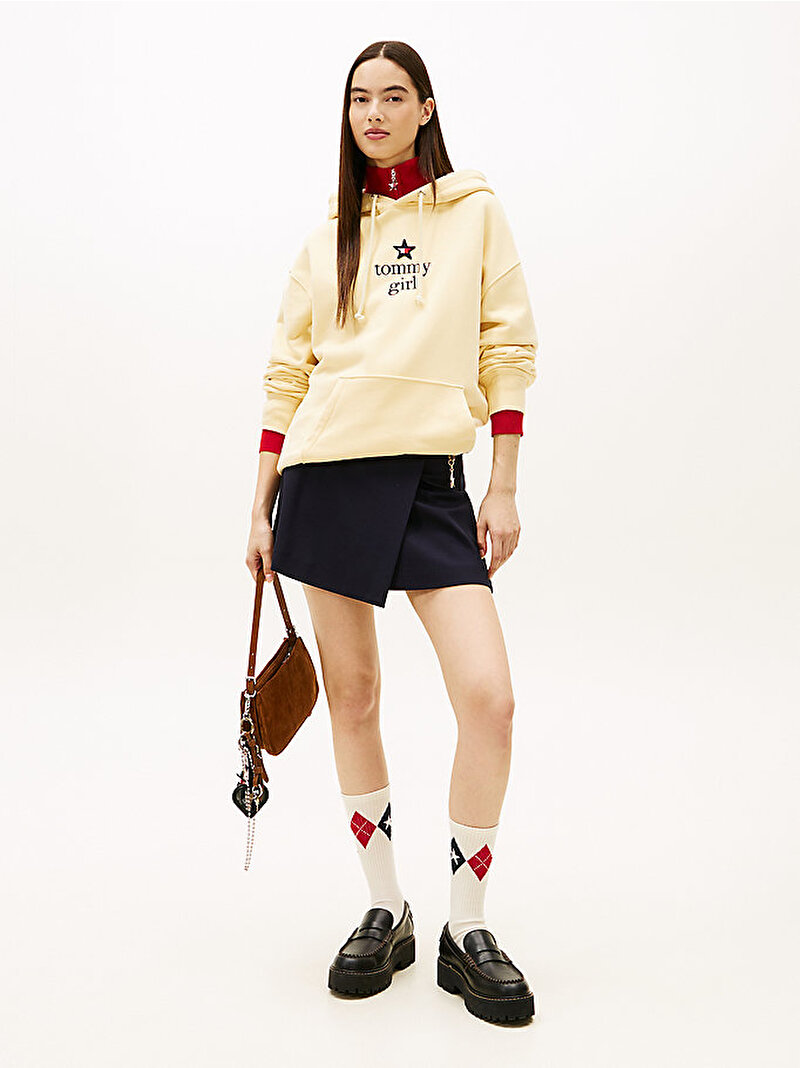 Unisex Tommy Girl Star Graphic Sweatshirt Bej  DN0DN00099ZAZ