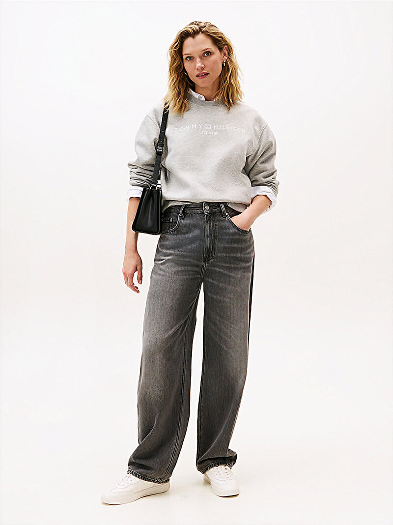 Kadın Modern Regular Corp Logo Sweatshirt Gri WW0WW39791PKH