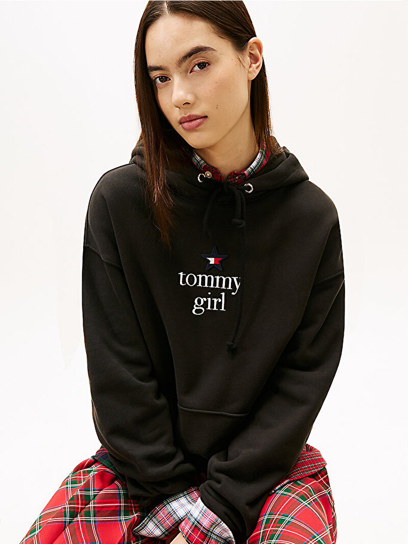 Unisex Tommy Girl Star Graphic Sweatshirt Siyah DN0DN00099BDS