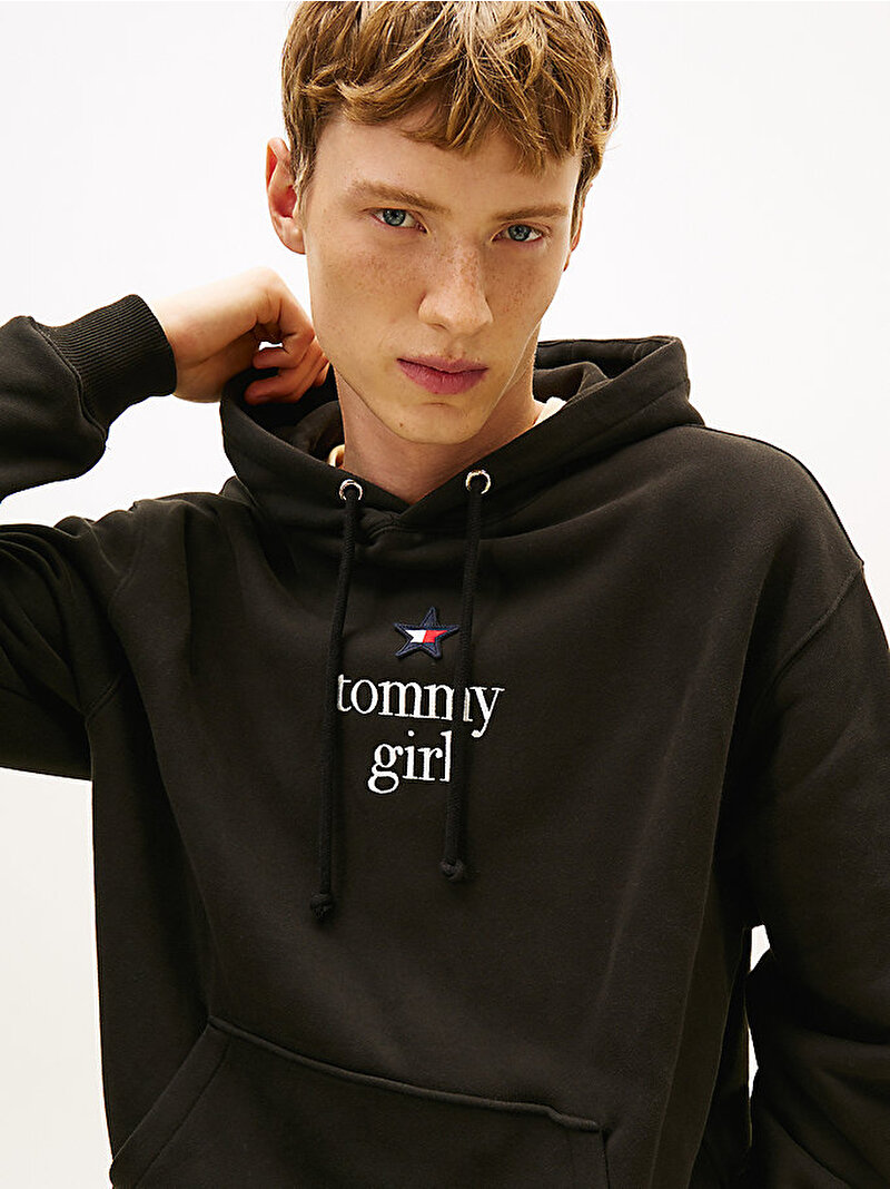 Unisex Tommy Girl Star Graphic Sweatshirt Siyah DN0DN00099BDS