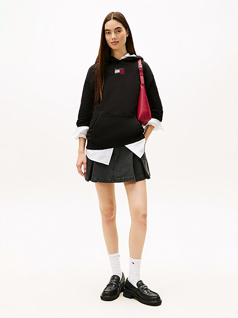 Kadın TJW Relax Party Flag Sweatshirt Siyah DW0DW21605BDS