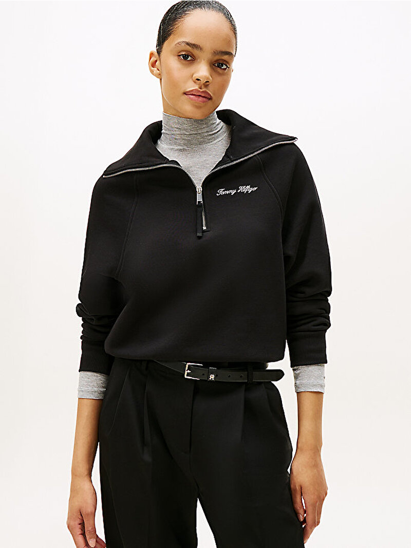 Kadın Classic Fleece Sweatshirt Siyah WW0WW46632BDS