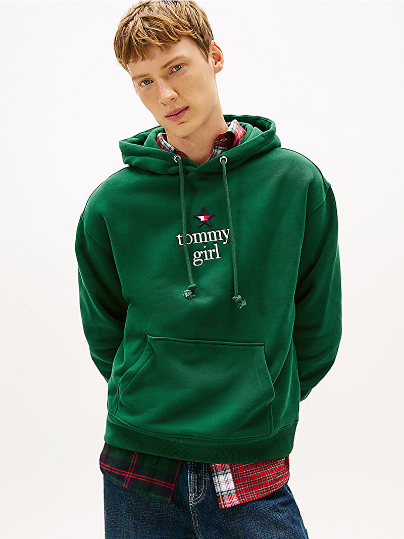 Unisex Tommy Girl Star Graphic Sweatshirt Yeşil DN0DN00099L6K