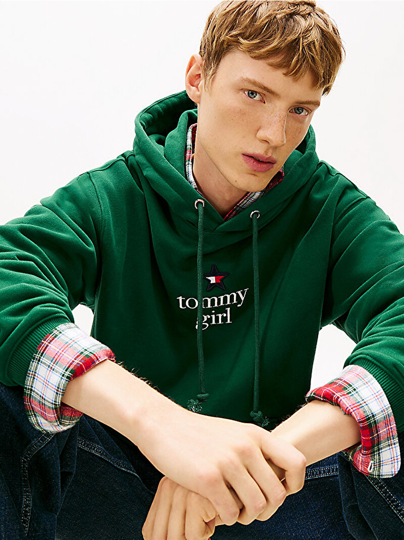 Unisex Tommy Girl Star Graphic Sweatshirt Yeşil DN0DN00099L6K