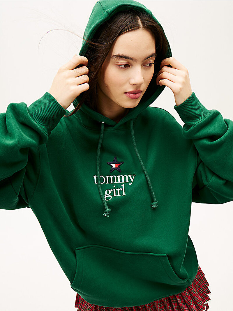 Unisex Tommy Girl Star Graphic Sweatshirt Yeşil DN0DN00099L6K