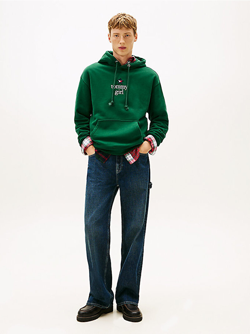 Unisex Tommy Girl Star Graphic Sweatshirt Yeşil DN0DN00099L6K