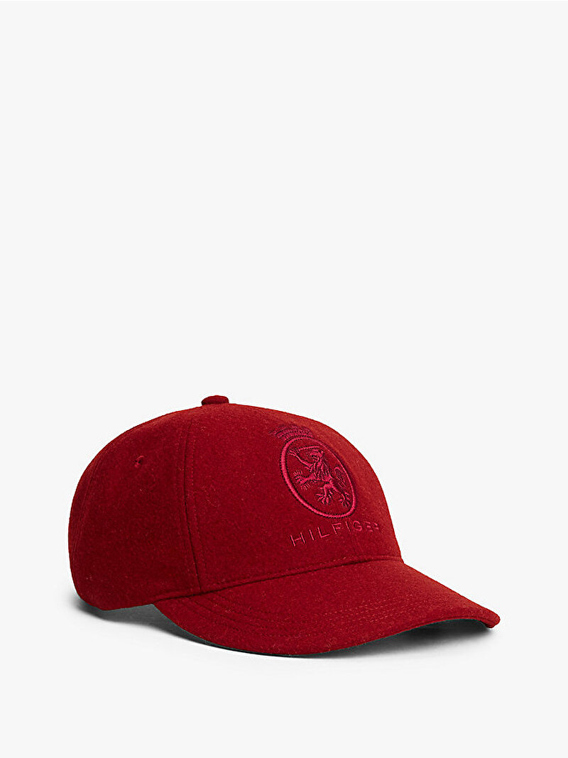 Erkek TH Crest Wool 6 Panel Şapka Kırmızı AM0AM13827XIT