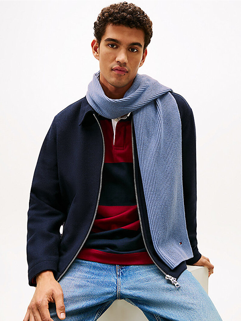 Erkek TH Flag Pima Cotton Atkı Mavi  AM0AM12847C2B