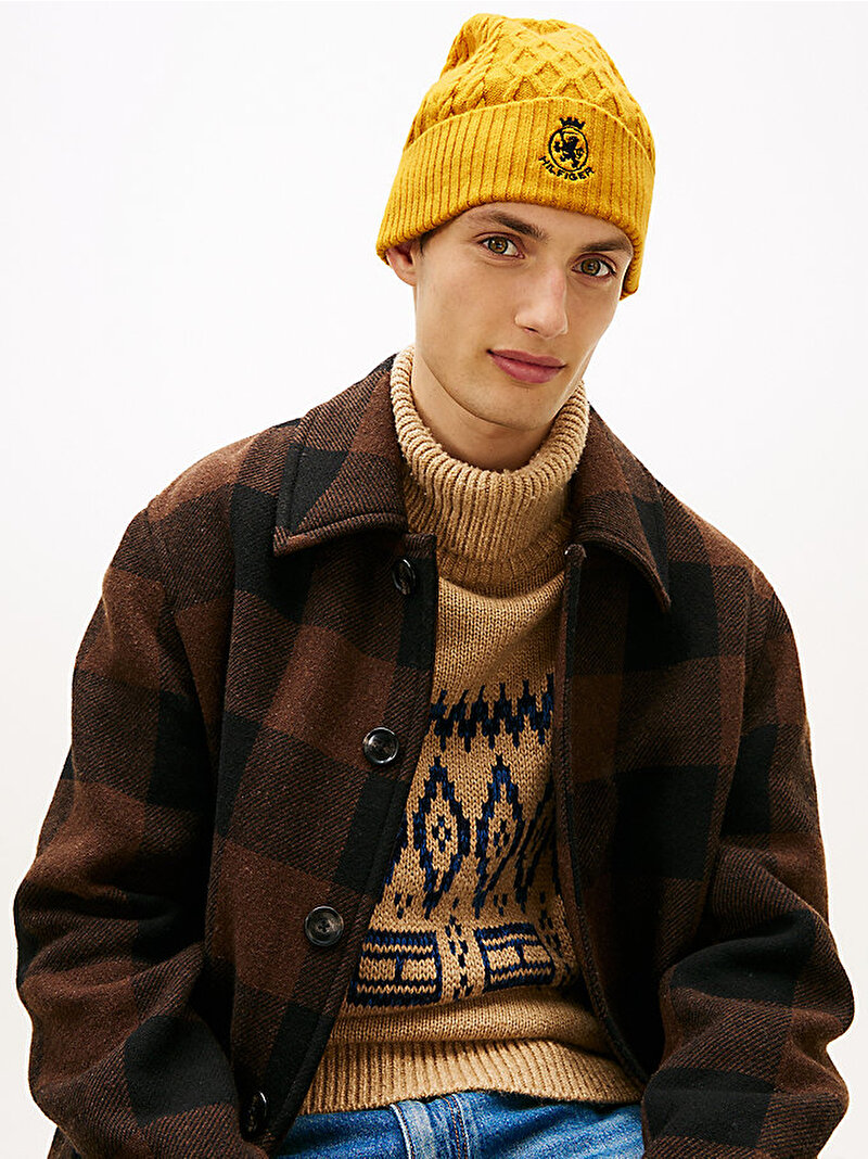 Erkek TH Crest Knit Bere Sarı AM0AM13828ZF4