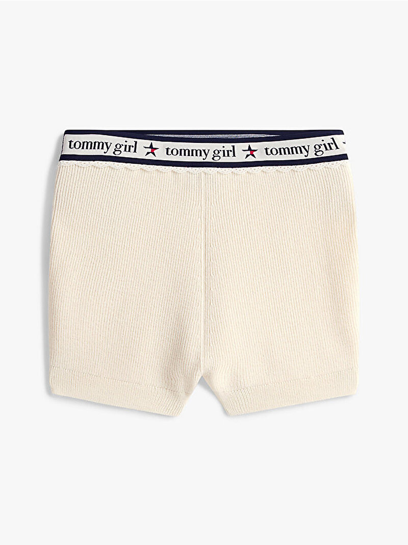 Kadın Tommy Girl Knitted Wool Şort Beyaz  DW0DW22502YBL