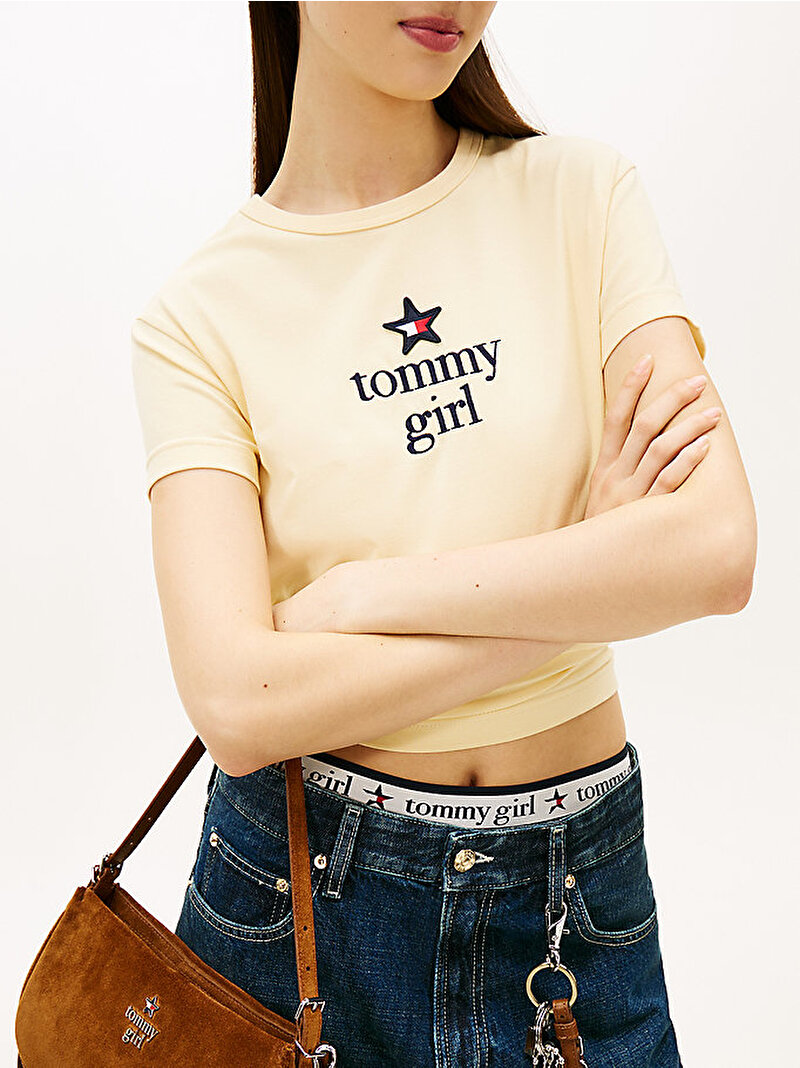 Unisex Tommy Girl Start Graphic T-shirt Bej  DN0DN00094ZGA