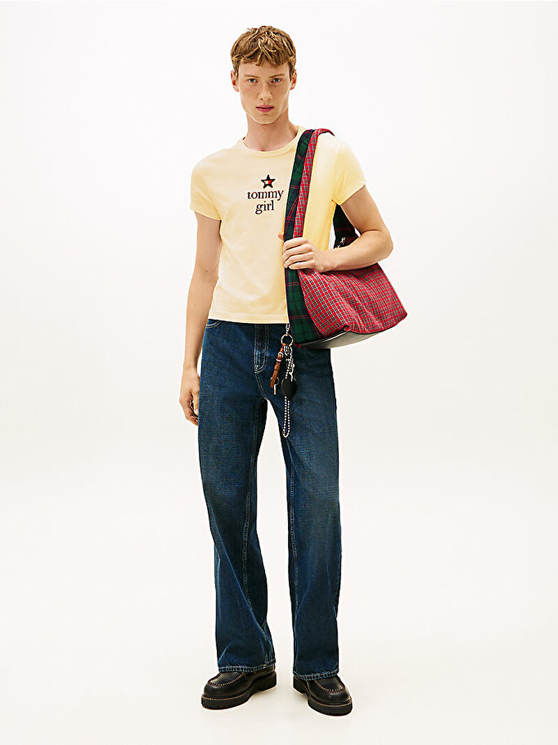 Unisex Tommy Girl Start Graphic T-shirt Bej  DN0DN00094ZGA