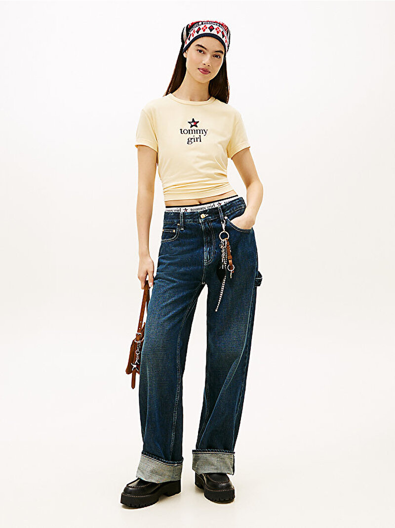 Unisex Tommy Girl Start Graphic T-shirt Bej  DN0DN00094ZGA