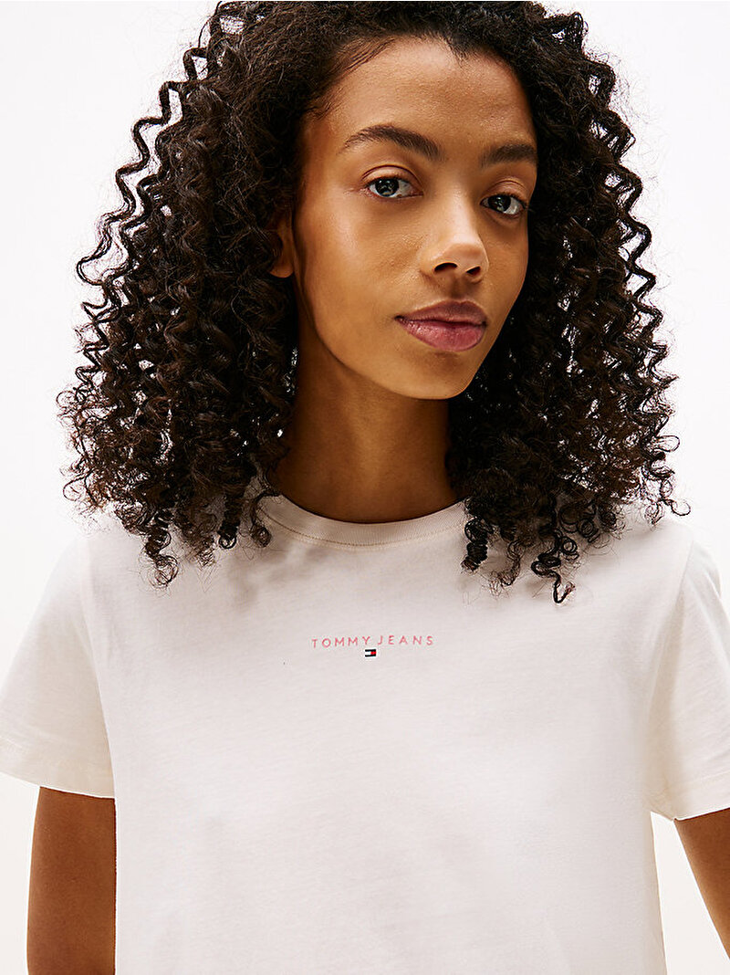 Kadın TJW Regular Linear T-shirt Beyaz  DW0DW21964YBH