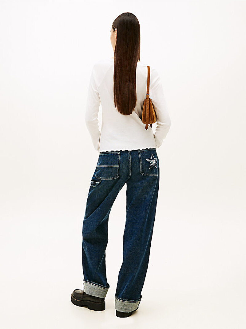 Kadın Tommy Girl Star Graphic T-shirt Ekru DW0DW22499YBL