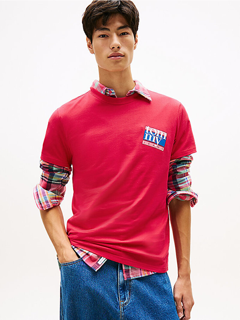 Erkek TJM Regular Flag Dna T-shirt Kırmızı DM0DM22127XJ7