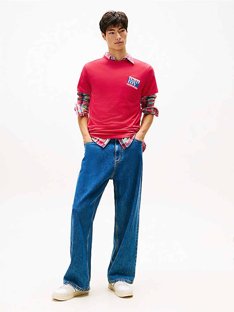 Erkek TJM Regular Flag Dna T-shirt Kırmızı DM0DM22127XJ7