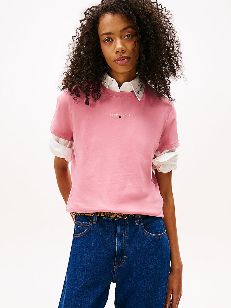 Kadın TJW Regular Linear T-shirt Pembe  DW0DW21964THC