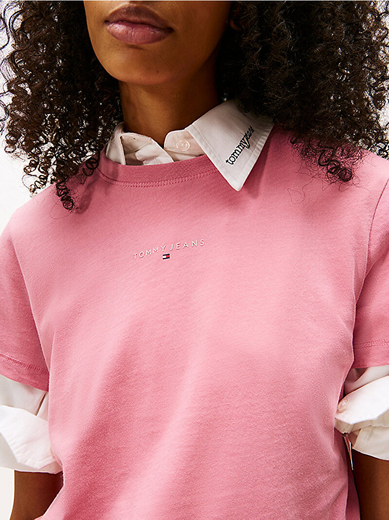 Kadın TJW Regular Linear T-shirt Pembe  DW0DW21964THC