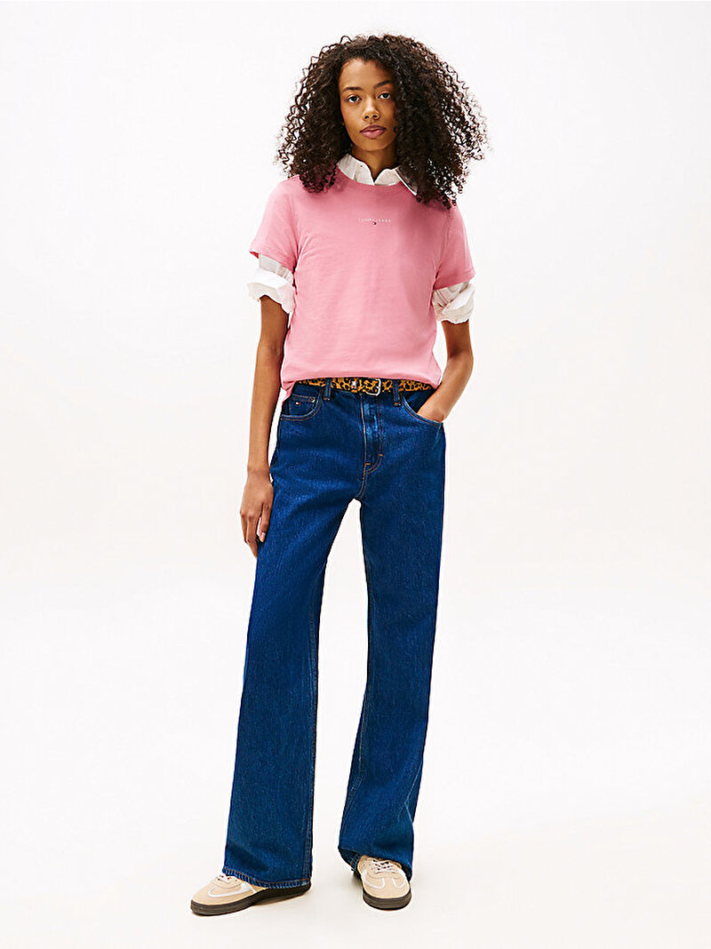 Kadın TJW Regular Linear T-shirt Pembe  DW0DW21964THC