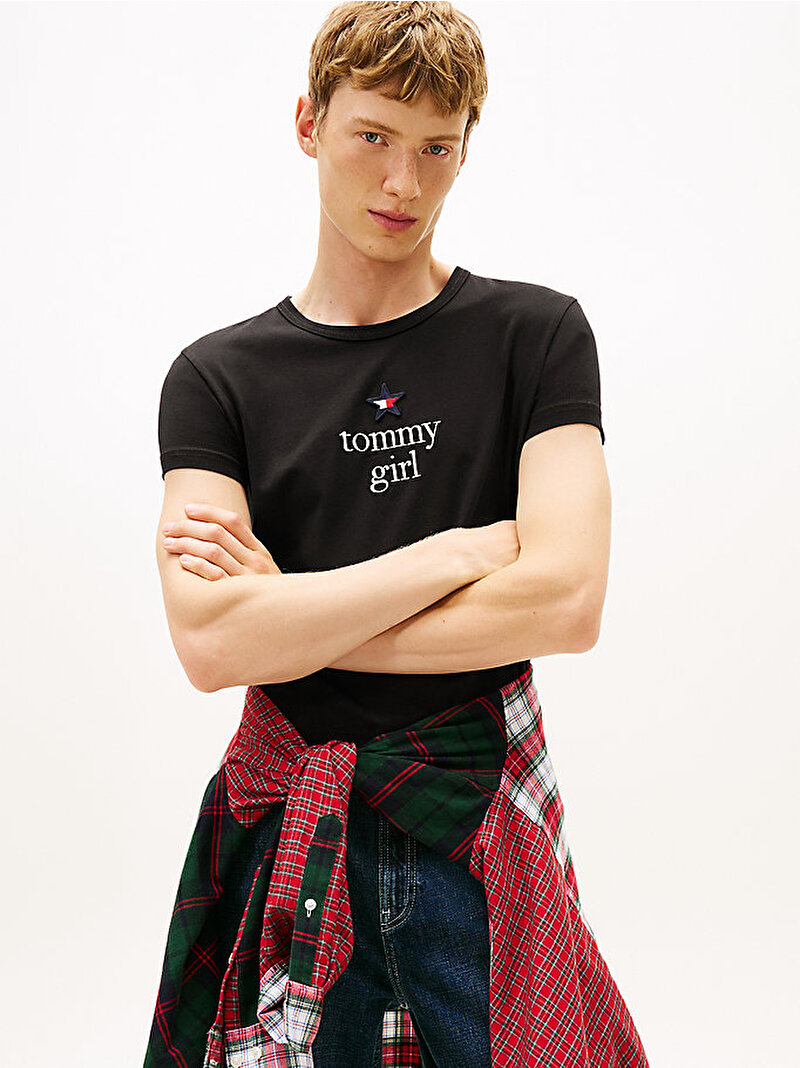 Unisex Tommy Girl Start Graphic T-shirt Siyah DN0DN00094BDS